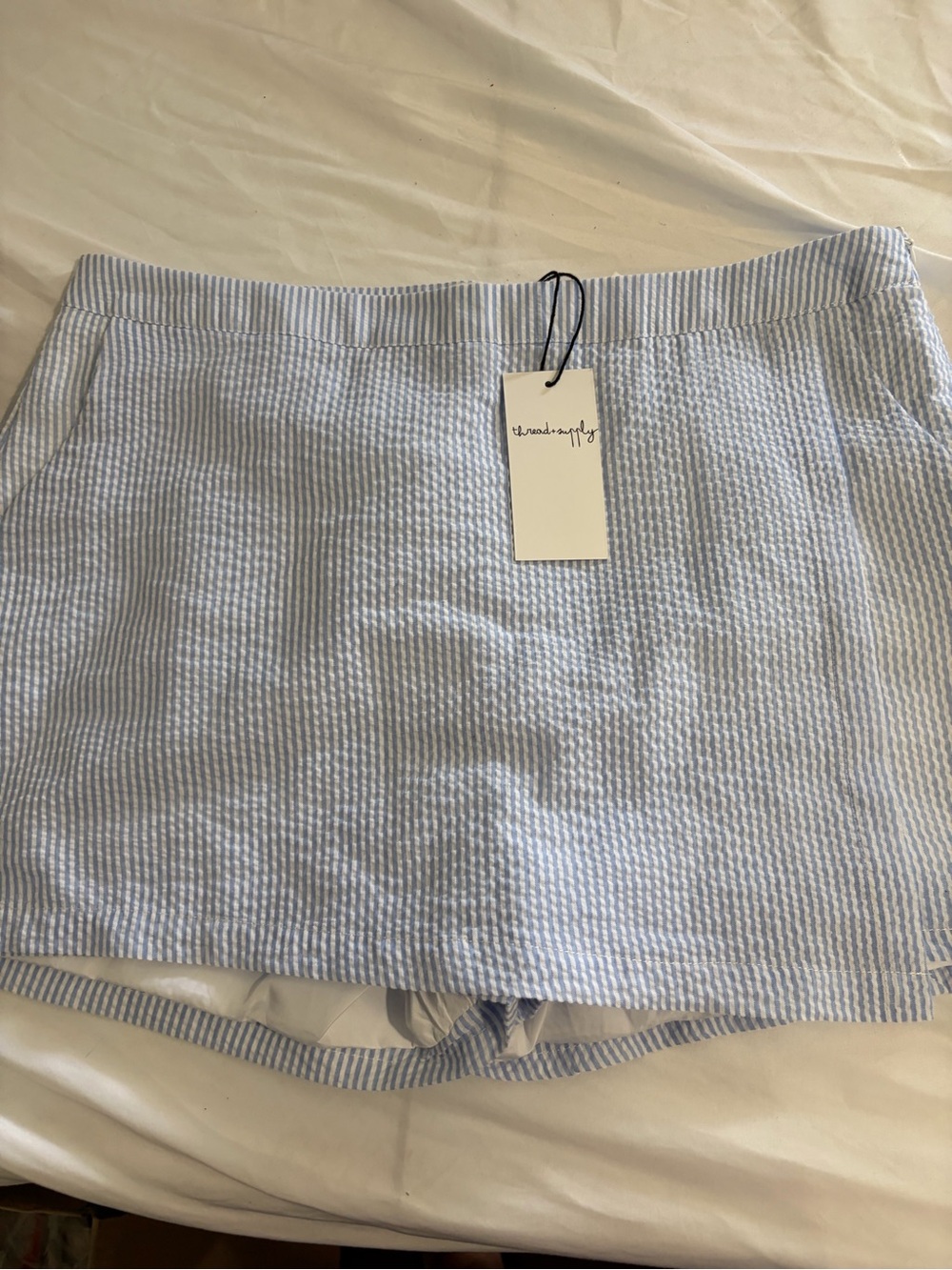 Thread & Supply Blue Gingham/Seersucker Skort Women’s Size Large NWT